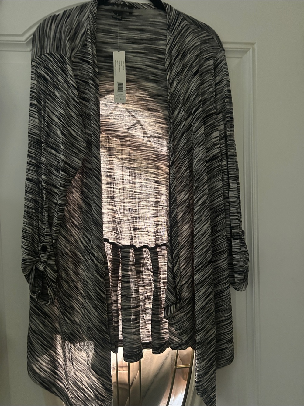 august silk Black & White Space-Dye Open Cardigan